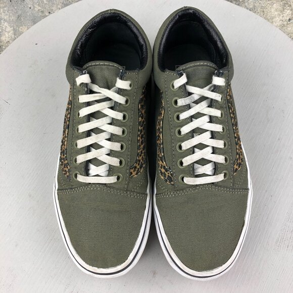 Vans Unisex Size 7M 8.5W Old Skool Green Leopard Lace-Up Skate Sneakers Shoes - Picture 3 of 12